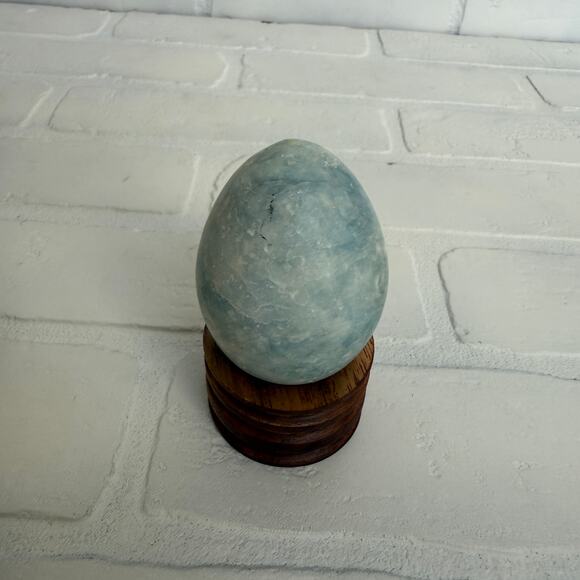 Set of 3 Vintage Honed Natural Stone Eggs Yellow Blue Black - Picture 4 of 9